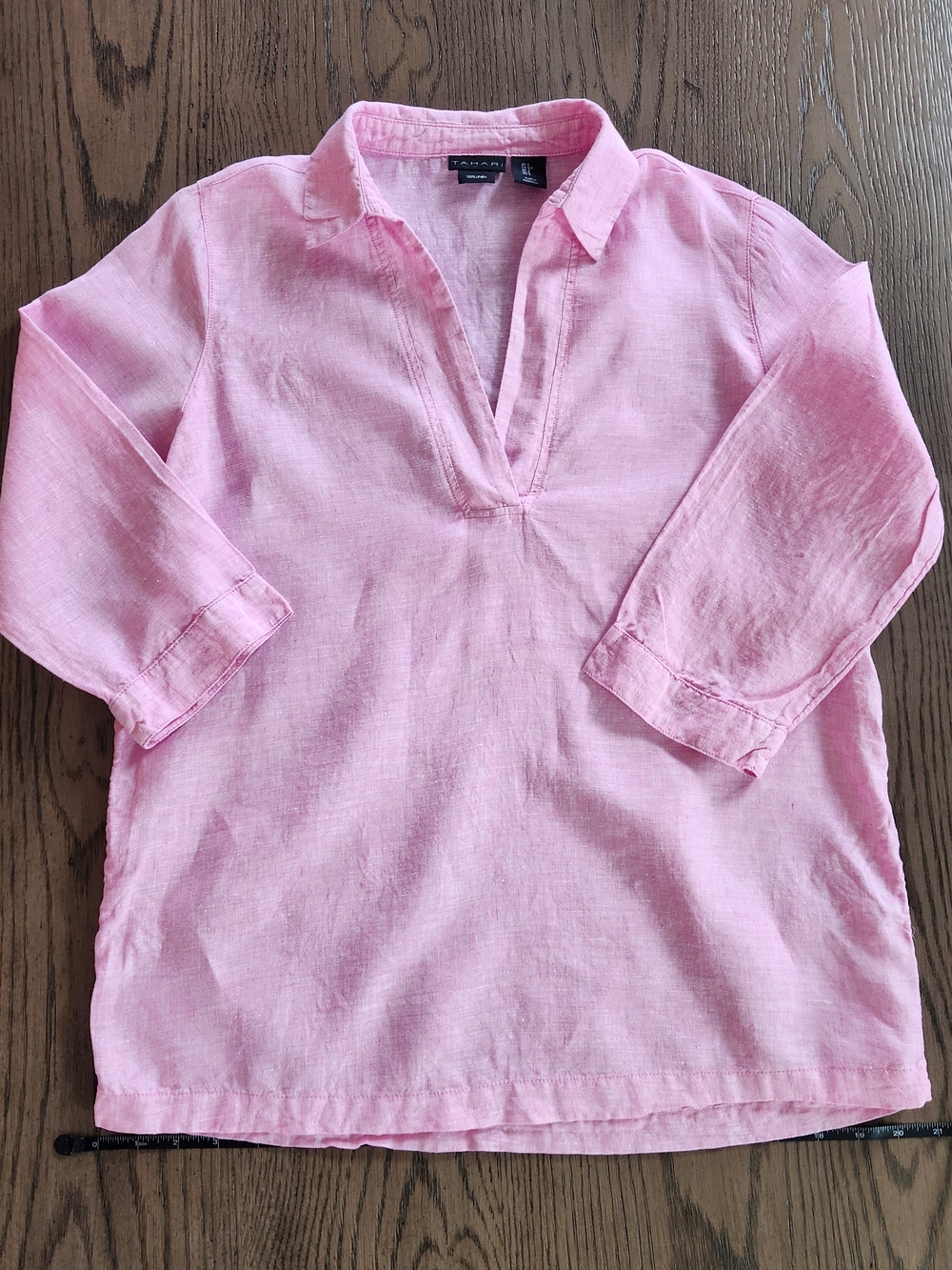 Tahari Linen V-Neck Tunic Top - Picture 4 of 8